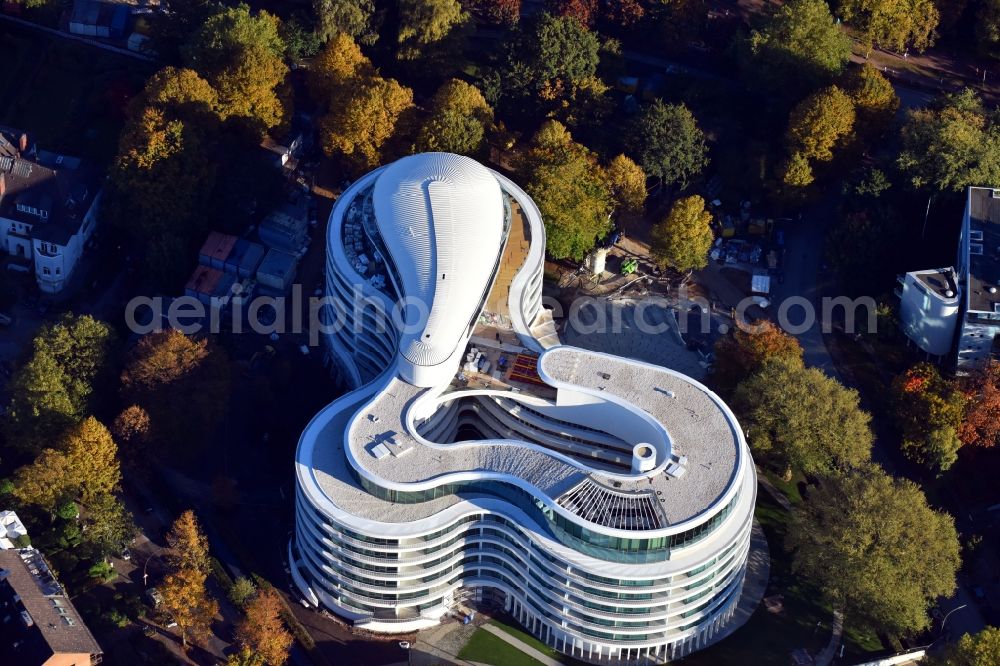 Hamburg from above - New construction site the hotel complex Luxushotel The Fontenay an der Aussenalster im Stadtteil Rotherbaum in Hamburg