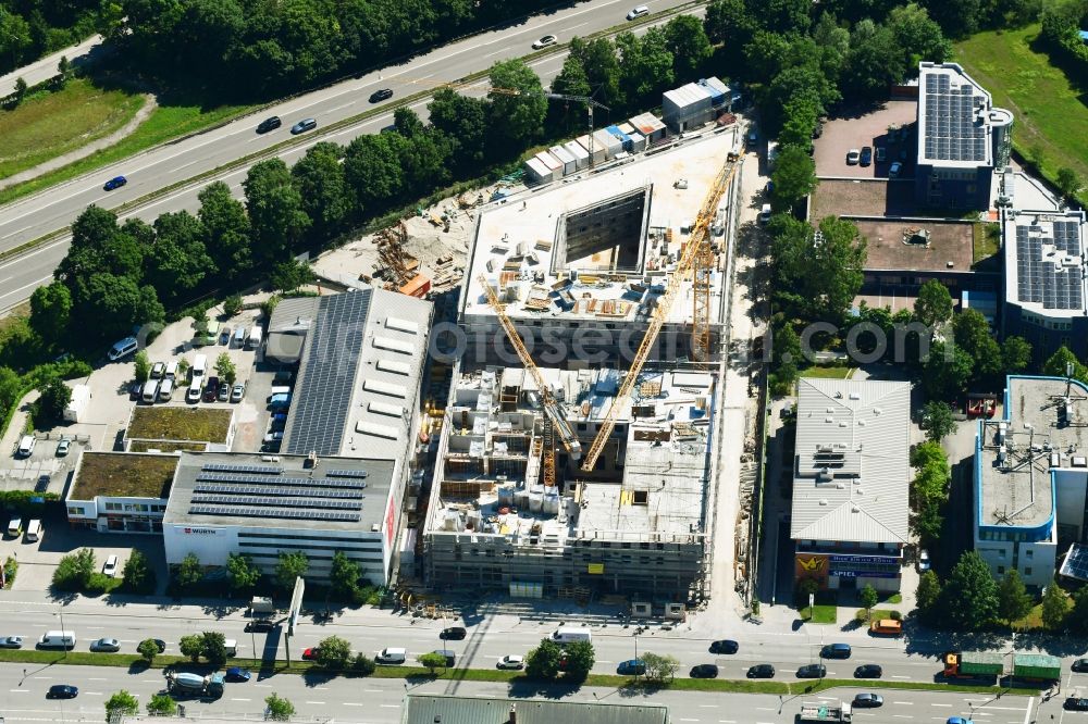 Aerial photograph München - New construction site the hotel complex niu Loco in the district Schwabing-Freimann in Munich in the state Bavaria, Germany