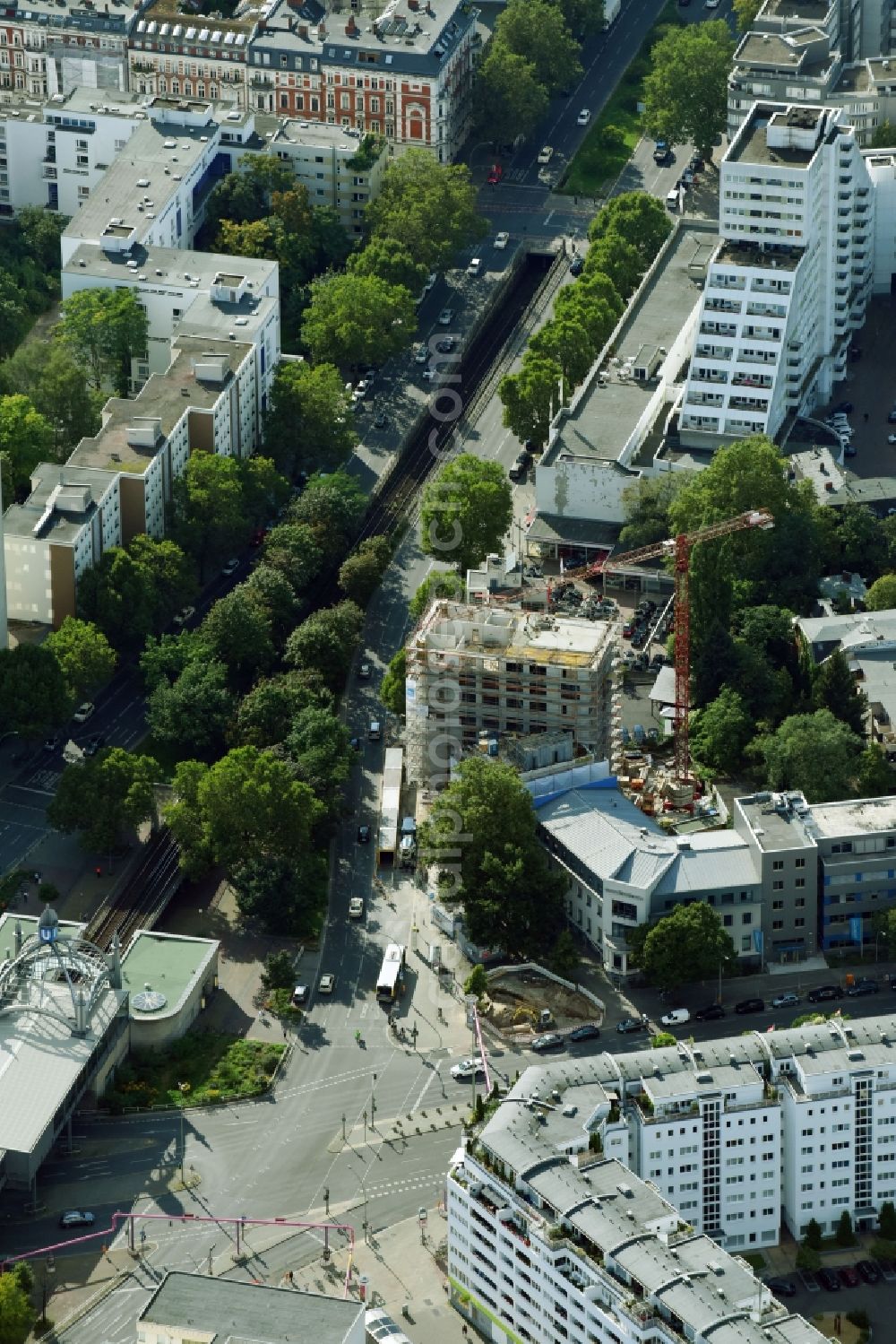 Aerial photograph Berlin - New construction site the hotel complex on Nollendorfplatz in the district Tempelhof-Schoeneberg in Berlin, Germany