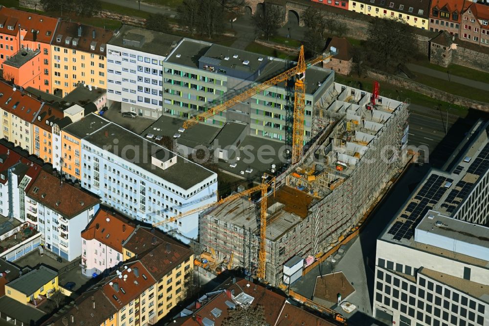 Aerial image Nürnberg - New construction site the hotel complex Am Frauentor in the district Tafelhof in Nuremberg in the state Bavaria, Germany