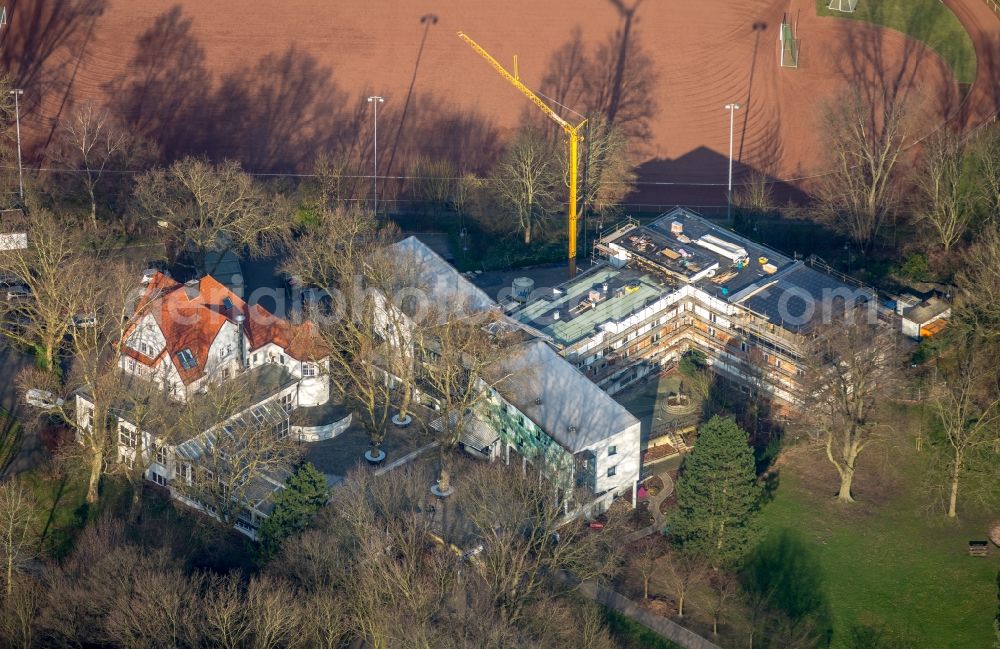 Herne from above - New construction site the hotel complex Parkhotel Herne on Schaeferstrasse in Herne in the state North Rhine-Westphalia, Germany