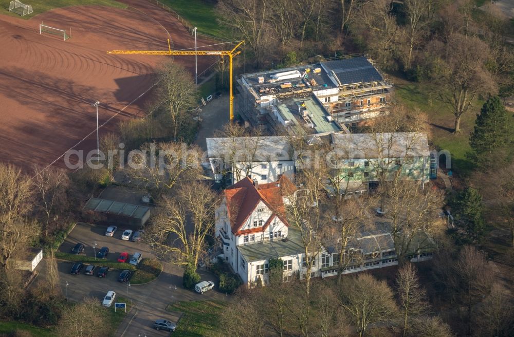 Aerial image Herne - New construction site the hotel complex Parkhotel Herne on Schaeferstrasse in Herne in the state North Rhine-Westphalia, Germany