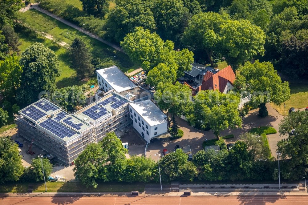 Aerial image Herne - New construction site the hotel complex Parkhotel Herne on Schaeferstrasse in Herne in the state North Rhine-Westphalia, Germany