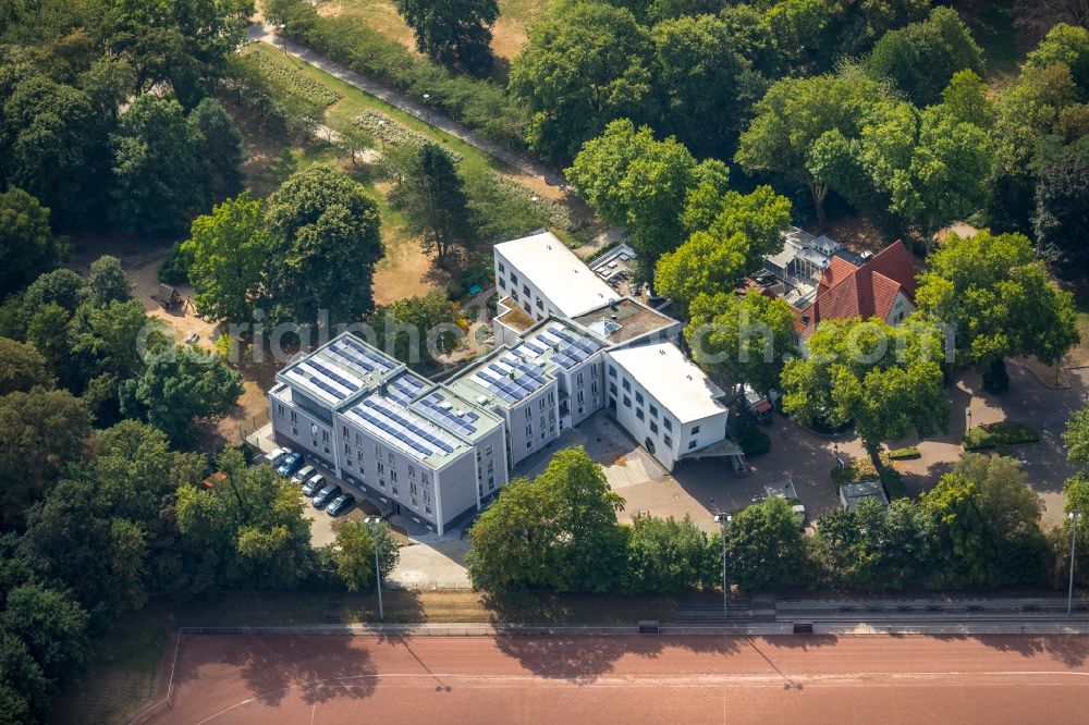 Aerial photograph Herne - New construction site the hotel complex Parkhotel Herne on Schaeferstrasse in Herne in the state North Rhine-Westphalia, Germany