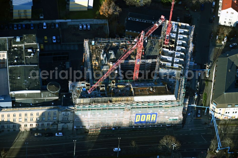 Potsdam from above - New construction site the hotel complex Am Kanal - Franzoesischer Strasse in Potsdam in the state Brandenburg, Germany