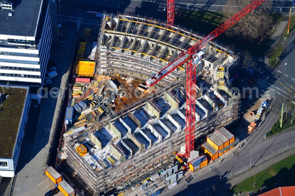 Aerial image Essen - New construction site the hotel complex on Schwanenkampstrasse - Ottilienstrasse in Essen in the state North Rhine-Westphalia, Germany