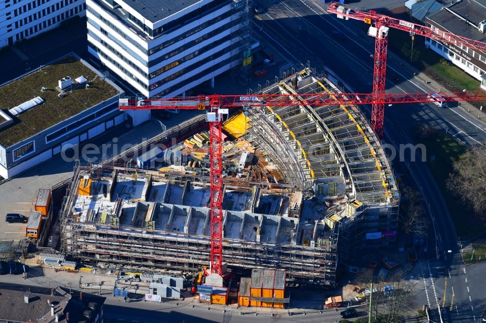 Aerial photograph Essen - New construction site the hotel complex on Schwanenkampstrasse - Ottilienstrasse in Essen in the state North Rhine-Westphalia, Germany