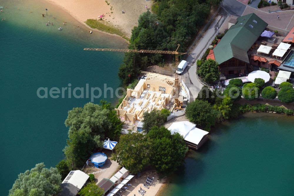 Niedernberg from above - New construction site the hotel complex Seehotel in Niedernberg in the state Bavaria, Germany