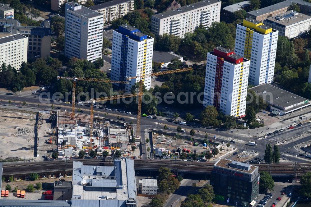 Berlin from above - New construction site the hotel complex The Student Hotel Berlin Schicklerstrasse - Voltairestrasse - Dircksenstrasse - Alexanderstrasse in the district Mitte in Berlin, Germany