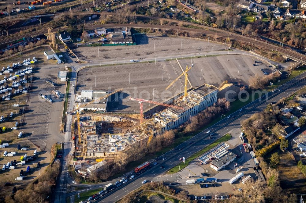 Düsseldorf from above - New construction site the hotel complex on Vogelsanger Weg in the district Moersenbroich in Duesseldorf in the state North Rhine-Westphalia, Germany