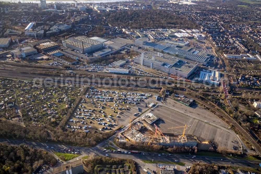 Aerial image Düsseldorf - New construction site the hotel complex on Vogelsanger Weg in the district Moersenbroich in Duesseldorf in the state North Rhine-Westphalia, Germany