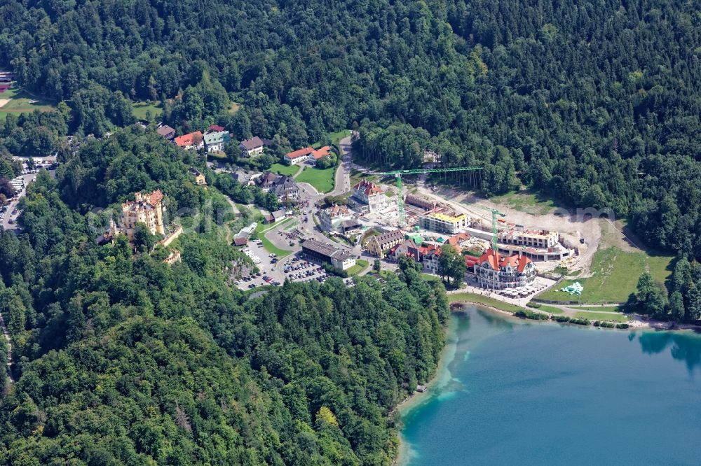 Aerial image Schwangau - New construction site the hotel complex of Wittelsbacher Ausgleichfonds in the district Hohenschwangau in Schwangau in the state Bavaria, Germany