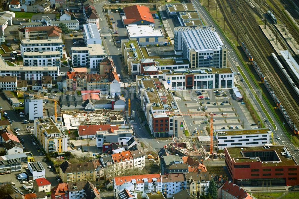 Aerial photograph Aschaffenburg - New construction site the hotel complex to expand the B&B Hotel Aschaffenburg on Heinrich-Boell-Strasse in the district Damm in Aschaffenburg in the state Bavaria, Germany