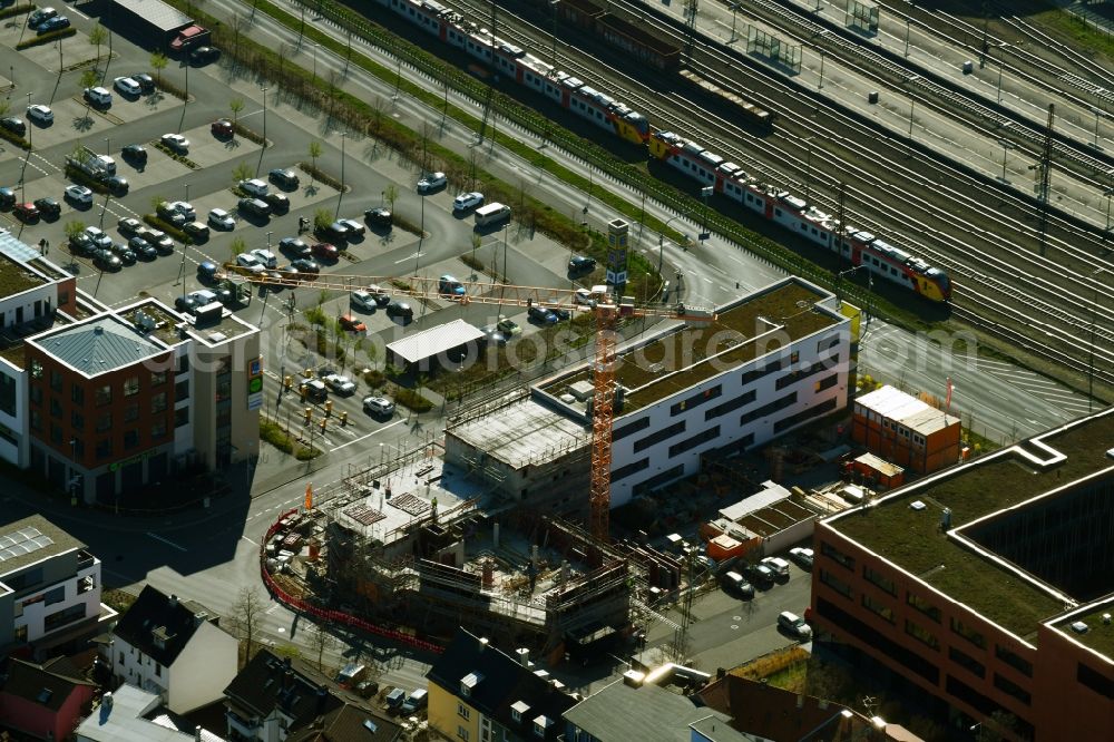 Aerial image Aschaffenburg - New construction site the hotel complex to expand the B&B Hotel Aschaffenburg on Heinrich-Boell-Strasse in the district Damm in Aschaffenburg in the state Bavaria, Germany