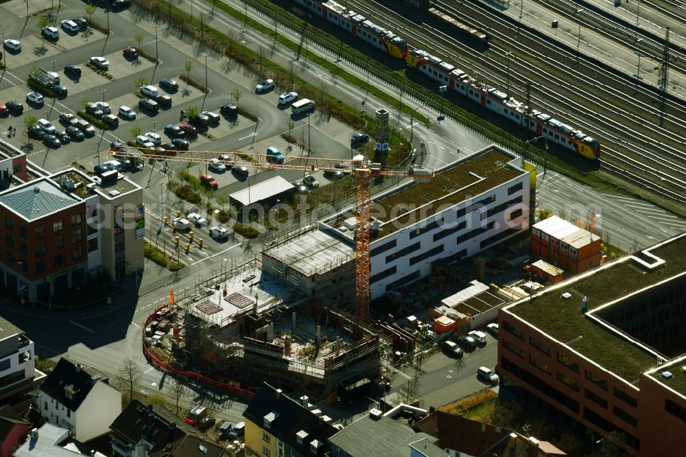 Aerial photograph Aschaffenburg - New construction site the hotel complex to expand the B&B Hotel Aschaffenburg on Heinrich-Boell-Strasse in the district Damm in Aschaffenburg in the state Bavaria, Germany