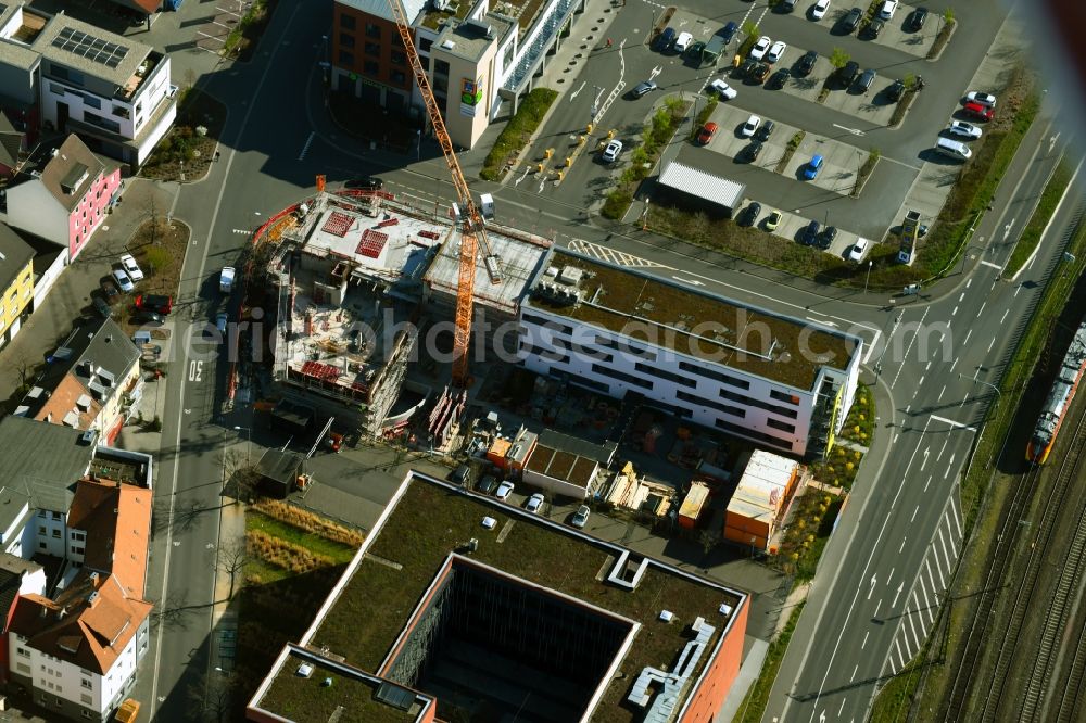 Aerial image Aschaffenburg - New construction site the hotel complex to expand the B&B Hotel Aschaffenburg on Heinrich-Boell-Strasse in the district Damm in Aschaffenburg in the state Bavaria, Germany