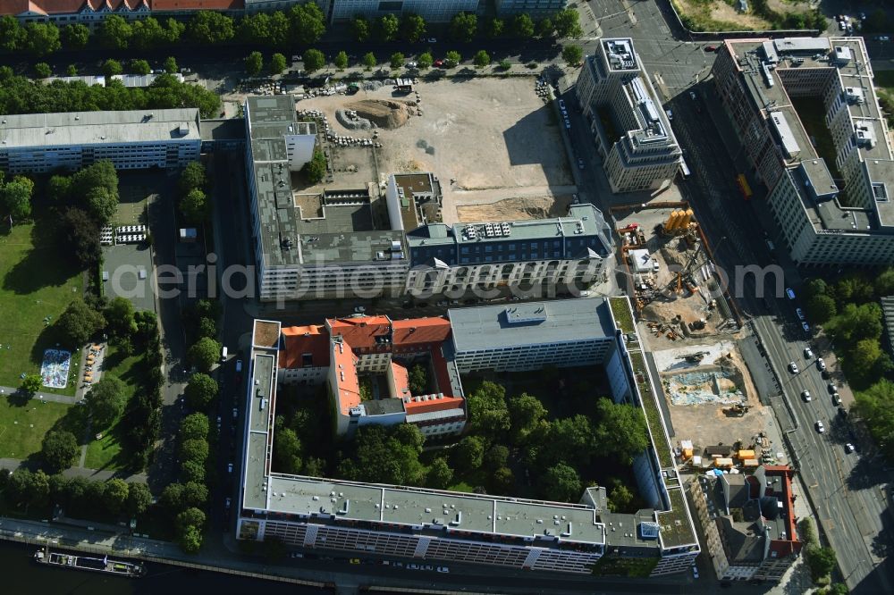 Aerial image Berlin - Construction site for the new building House of One on place Petriplatz - Scharrenstrasse - Gertraudenstrasse in the district Mitte in Berlin, Germany