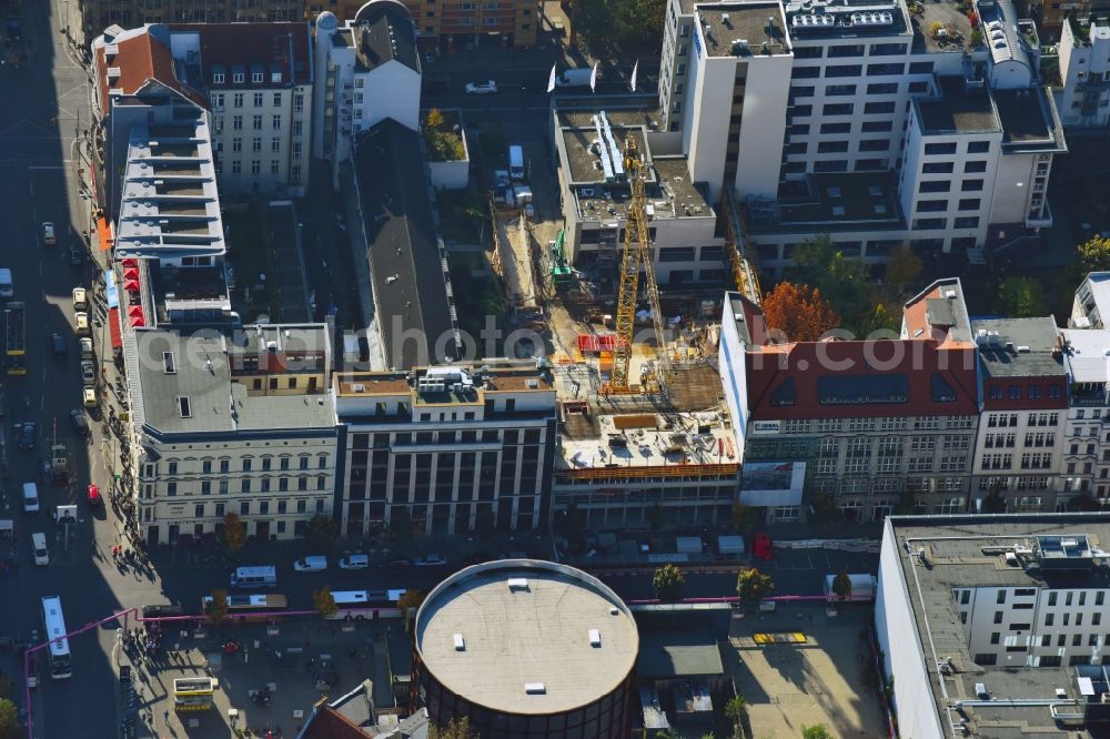 Berlin from above - Construction site for the new building of IDEAL Versicherung AG Aktiengesellschaft on Zimmerstrasse in the district Mitte in Berlin, Germany