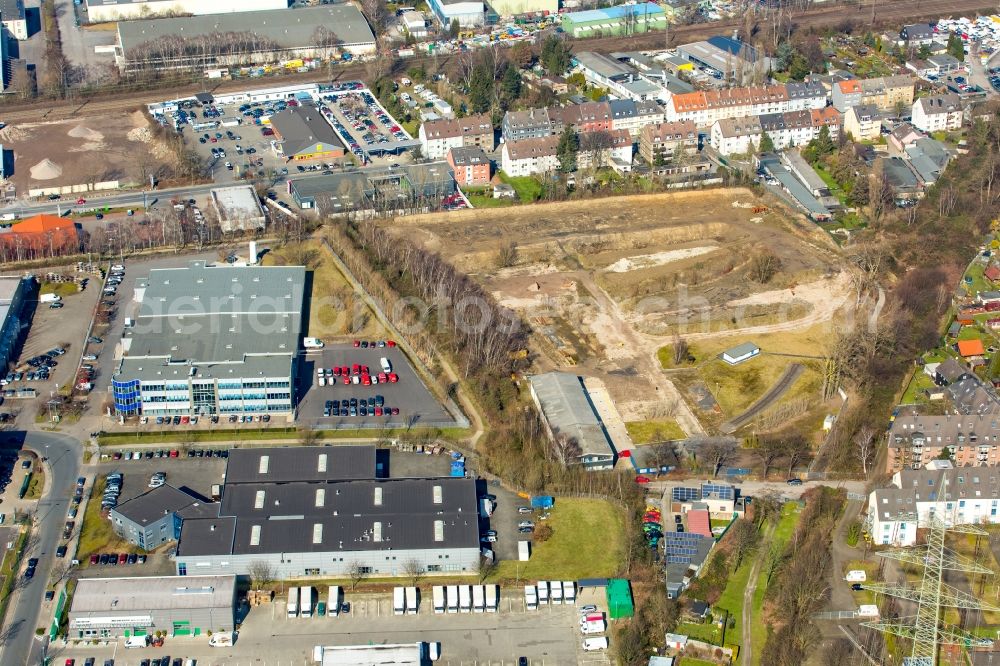 Essen from the bird's eye view: Construction site to build a new IKEA furnishing market at the Bottrop street in Essen in North Rhine-Westphalia