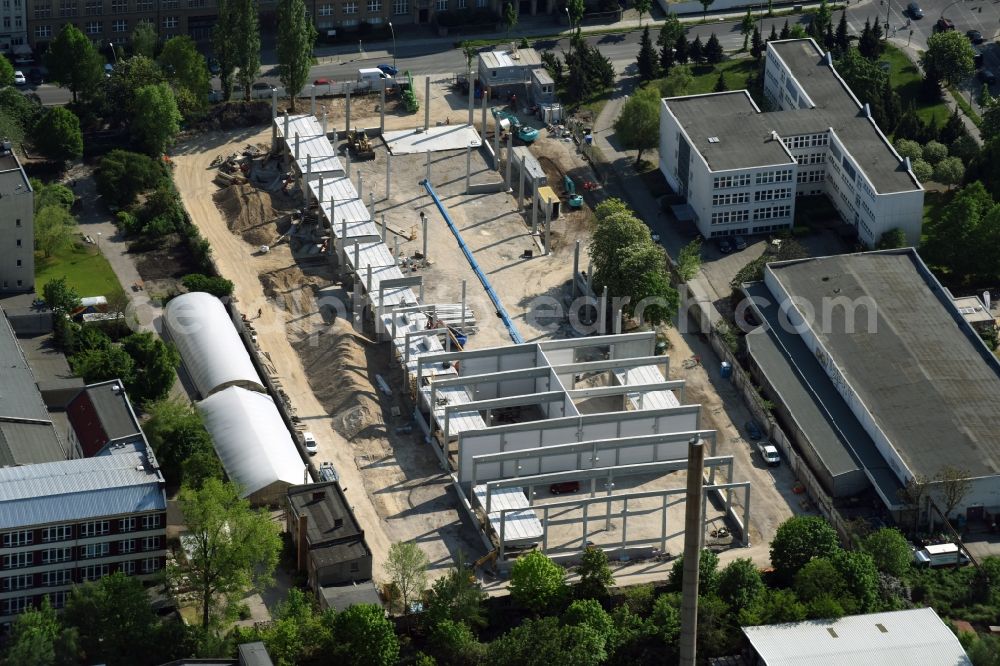 Aerial photograph Berlin - Construction of a new industrial buildings and warehouse by the Wolff & Mueller GmbH & Co. KG at the Josef Orlopp street in Berlin