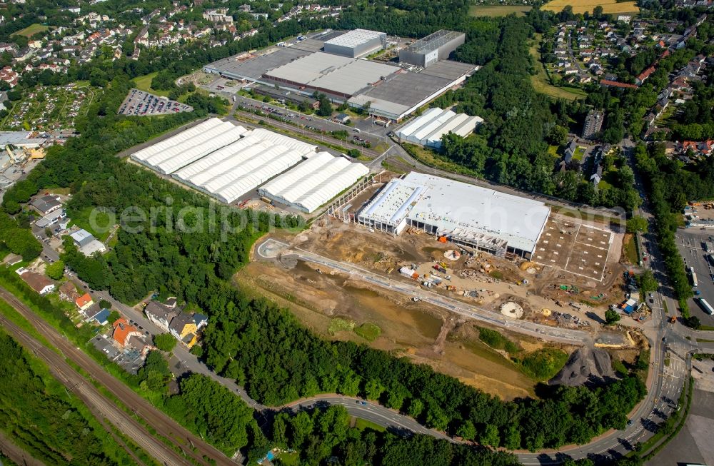 Aerial image Bochum - Construction of industrial buildings in the development area of industrial wasteland Opel plants III in Langendreer in Bochum in North Rhine-Westphalia