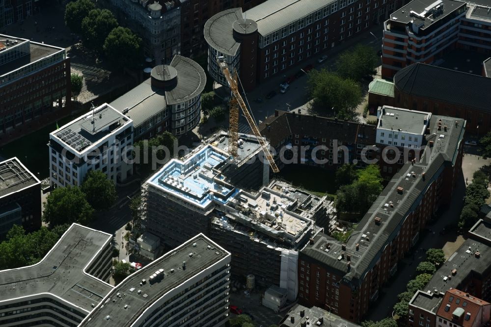 Aerial image Hamburg - Construction site of a new downtown residential estate City Living on Alter Steinweg in the Neustadt part of Hamburg