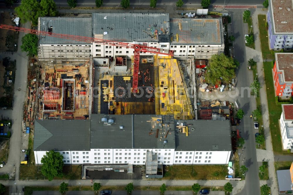 Aerial image Berlin - Construction site for the new building IRIS Adlershof Zum Grossen Windkanal in the district Adlershof in Berlin, Germany