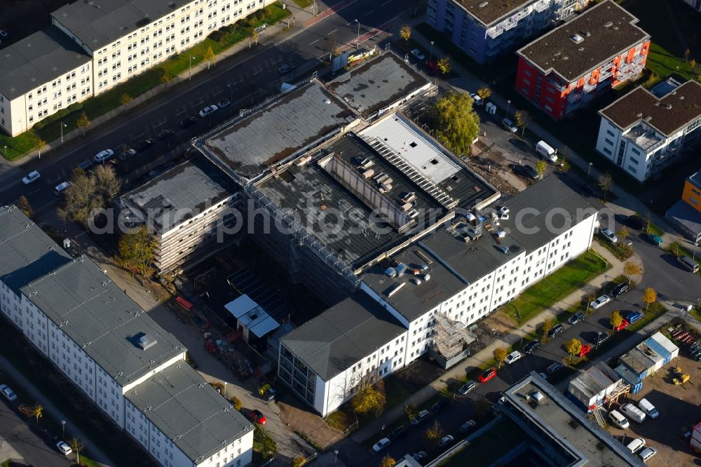 Berlin from the bird's eye view: Construction site for the new building IRIS Adlershof Zum Grossen Windkanal in the district Adlershof in Berlin, Germany