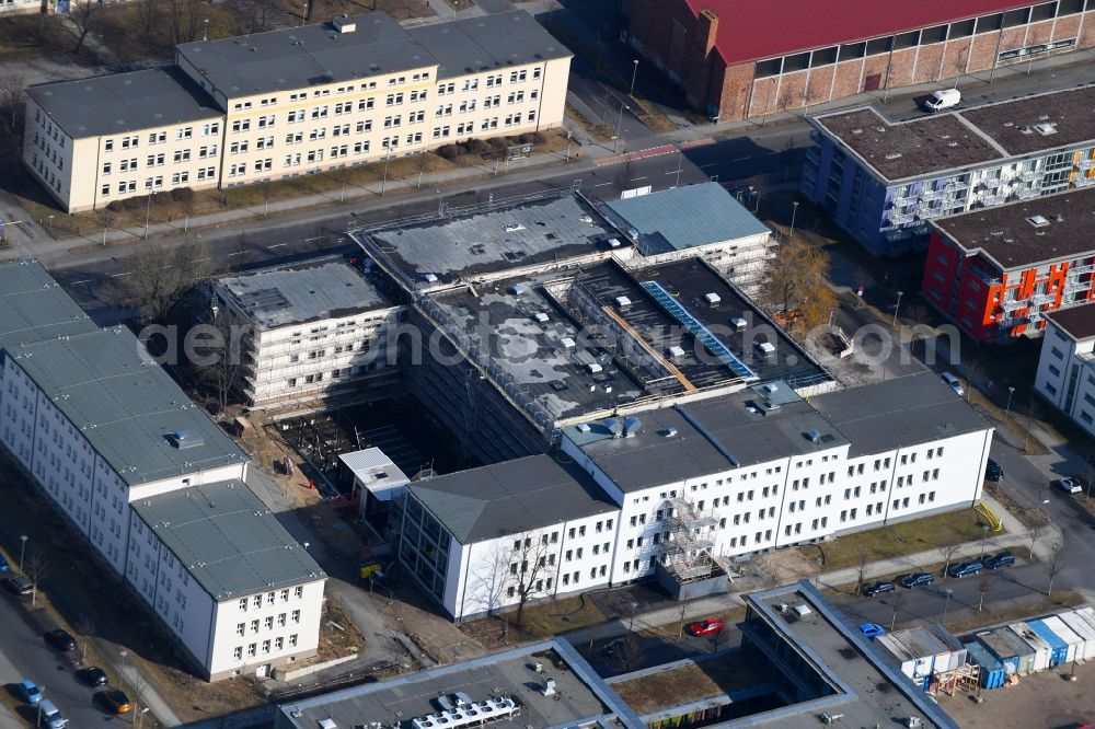 Aerial image Berlin - Construction site for the new building IRIS Adlershof Zum Grossen Windkanal in the district Adlershof in Berlin, Germany