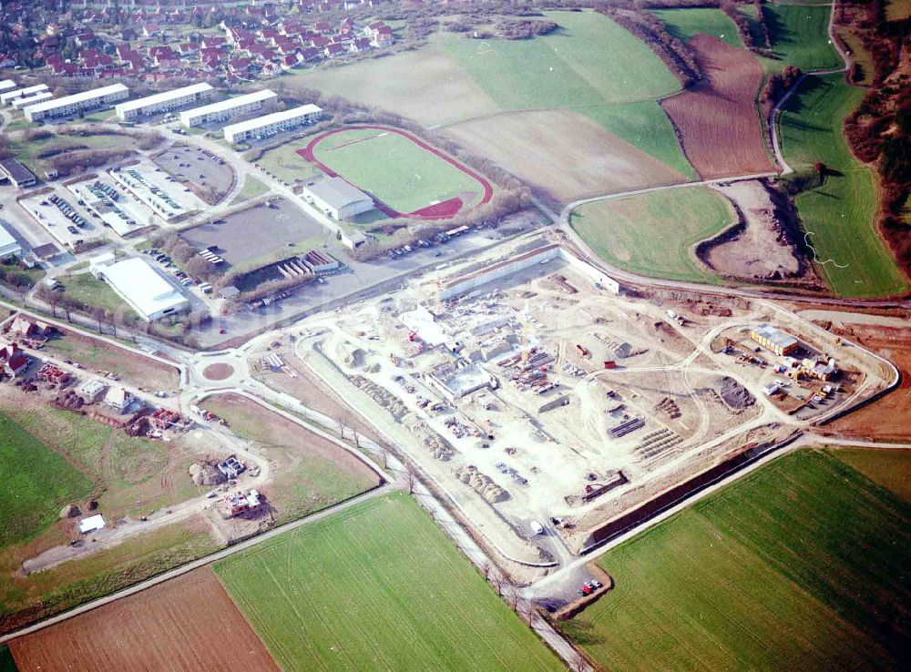 Aerial photograph Hünfeld - New construction site on the prison premises and security fencing of the prison in the district Kirchhasel in Huenfeld in the state Hesse, Germany