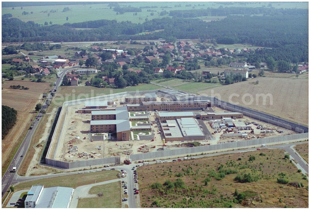 Aerial photograph Duben - New construction site on the prison premises and security fencing of the prison Luckau-Duben in Duben in the state Brandenburg, Germany