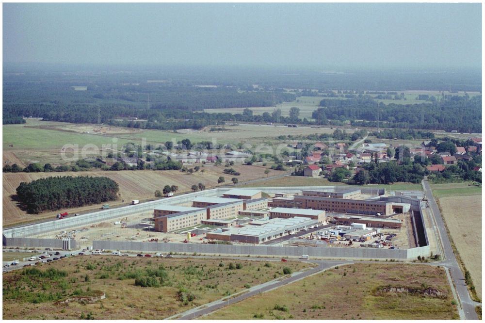 Aerial photograph Duben - New construction site on the prison premises and security fencing of the prison Luckau-Duben in Duben in the state Brandenburg, Germany