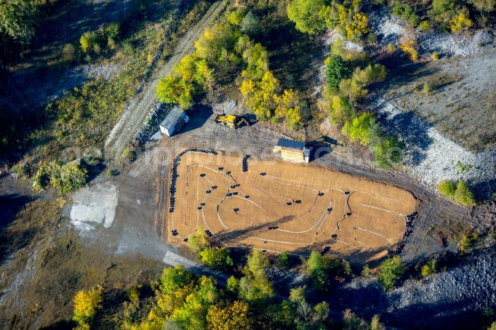 Aerial image Bestwig - Construction for the new building of a go-cart race track in Bestwig in the state North Rhine-Westphalia