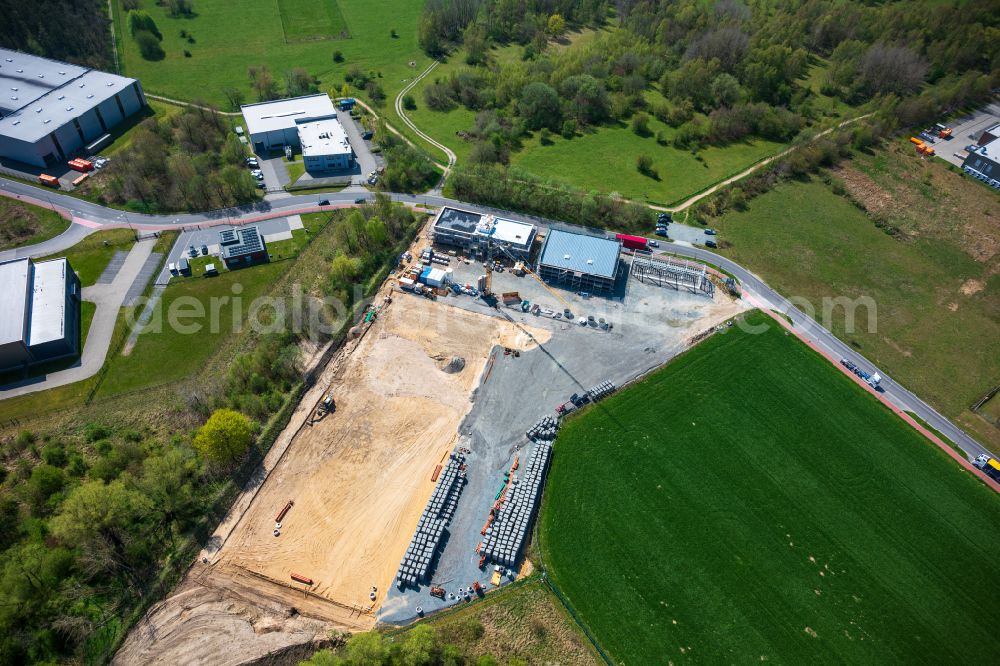 Stade from the bird's eye view: Construction site for the new building Katastrophenschutz-Zentrum in Stade in the state Lower Saxony, Germany