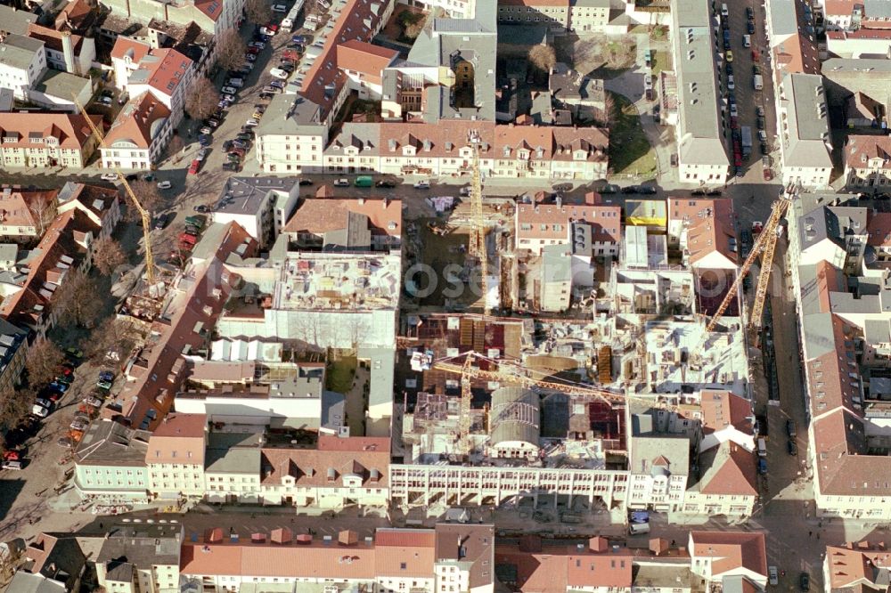 Potsdam from the bird's eye view: Construction site for the new construction of the department store building Karstadt Potsdam -Stadtpalais on Brandenburger Strasse in Potsdam in the state Brandenburg, Germany