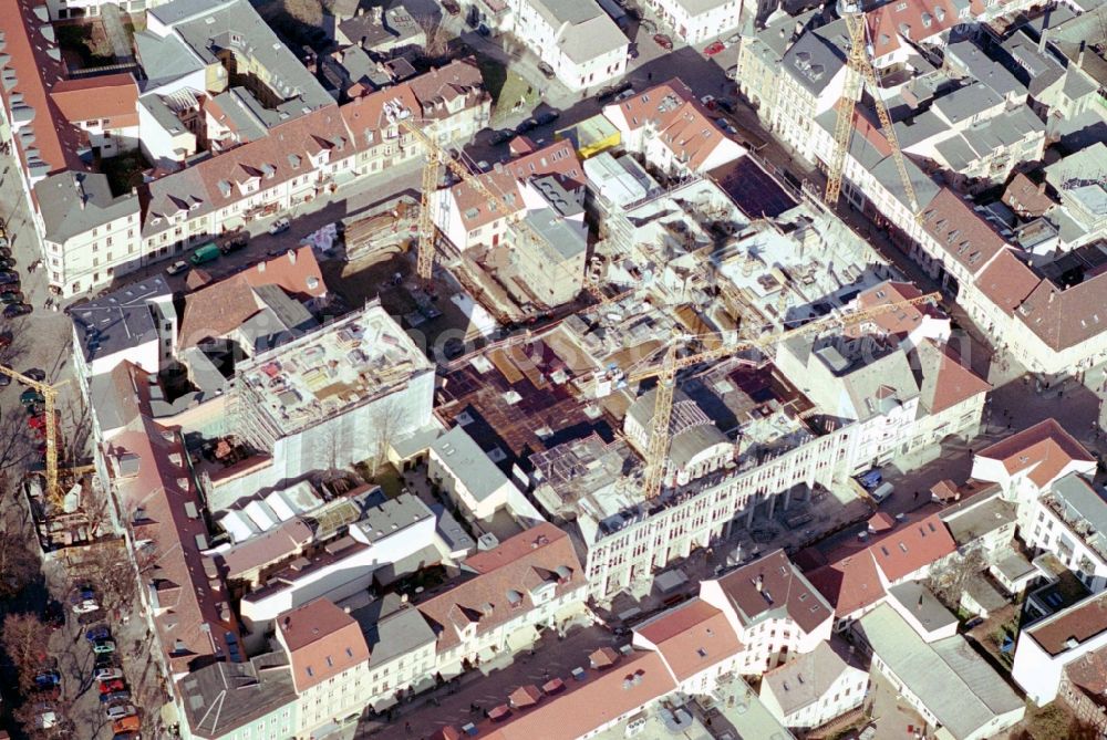 Potsdam from the bird's eye view: Construction site for the new construction of the department store building Karstadt Potsdam -Stadtpalais on Brandenburger Strasse in Potsdam in the state Brandenburg, Germany