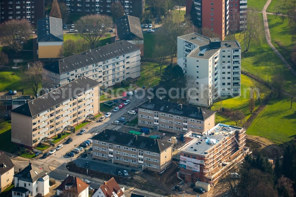 Aerial image Witten - Construction site for construction of a child care center at Bommer fields ring in Witten in North Rhine-Westphalia