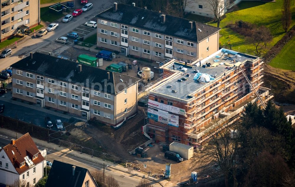 Aerial photograph Witten - Construction site for construction of a child care center at Bommer fields ring in Witten in North Rhine-Westphalia