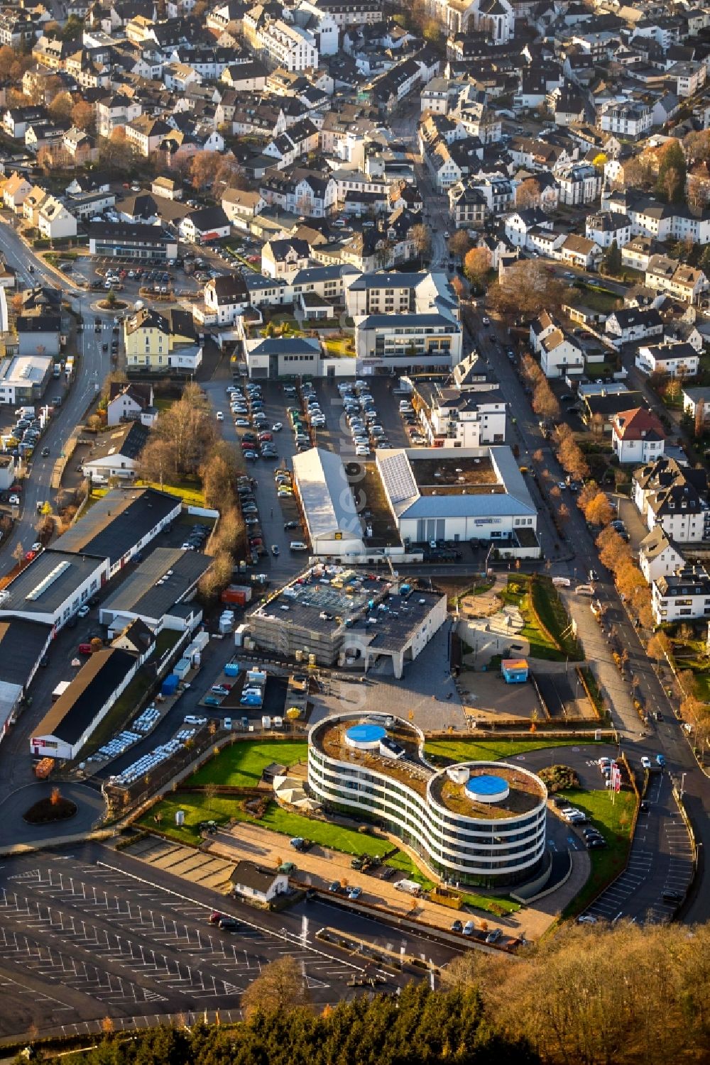 Aerial photograph Attendorn - Construction site for the new building eines Kino in Attendorn in the state North Rhine-Westphalia, Germany