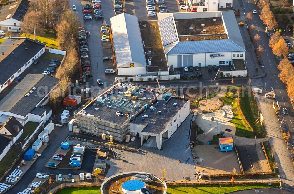 Attendorn from above - Construction site for the new building eines Kino in Attendorn in the state North Rhine-Westphalia, Germany