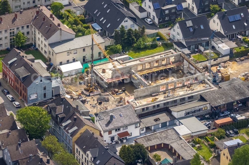 Aerial image Wetter (Ruhr) - Construction site for the new building of the church building of the Gemeindehaus Ruhrkirche Wetter on Heinrich-Kamp-Strasse in Wetter (Ruhr) at Ruhrgebiet in the state North Rhine-Westphalia, Germany