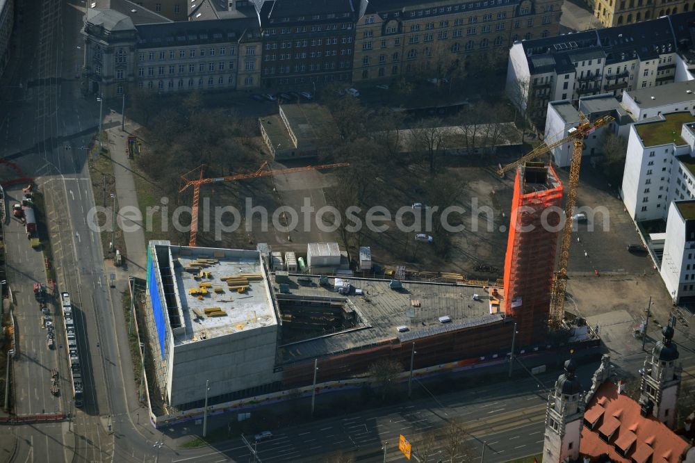 Aerial image Leipzig - Construction site for the new building of the church building of the Propsteikirche St. Trinitatis in Leipzig in the state North Rhine-Westphalia, Germany