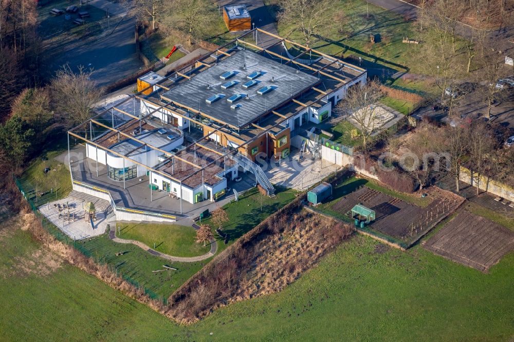 Aerial image Bochum - Building site to the new building of the day-care centre KITA - university kids on the area of the Ruhr university in Bochum in the federal state North Rhine-Westphalia