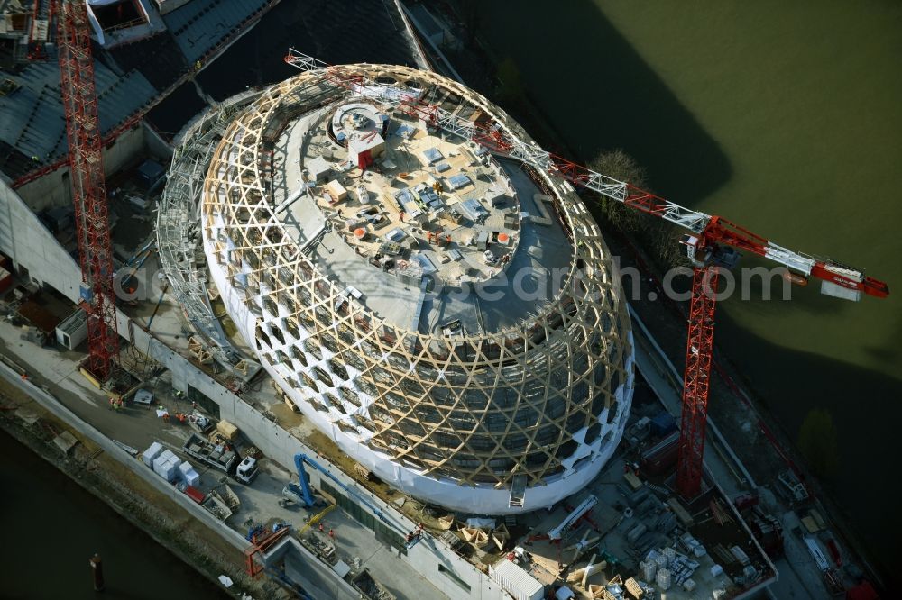 Aerial image Sèvres Sevres - Construction site for the new building des Konzerthauses Le dome de la Cite Musicale in Sevres Sevres in Ile-de-France, France. The design of the architectural firm Shigeru Ban is implemented by the contractors LeMoniteur.fr