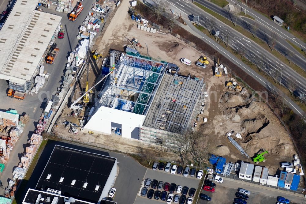 Aerial image Göttingen - Construction site of power plants and exhaust towers of thermal power station in Goettingen in the state Lower Saxony, Germany