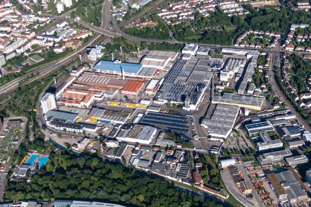 Aerial photograph Karlsruhe - Construction site of power plants and exhaust towers of thermal power station EnBW Energie Baden-Wuerttemberg AG, Rheinhafen-Dampfkraftwerk Karlsruhe in Karlsruhe in the state Baden-Wuerttemberg, Germany