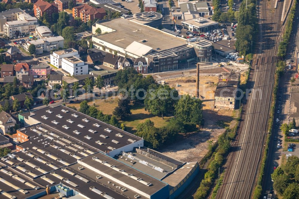 Aerial image Ahlen - New construction of the road at the roundabout - road on Gebrueder-Kerkmann-Platz in Ahlen in the state North Rhine-Westphalia, Germany