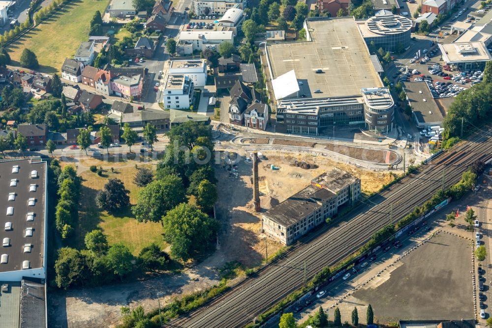 Ahlen from above - New construction of the road at the roundabout - road on Gebrueder-Kerkmann-Platz in Ahlen in the state North Rhine-Westphalia, Germany