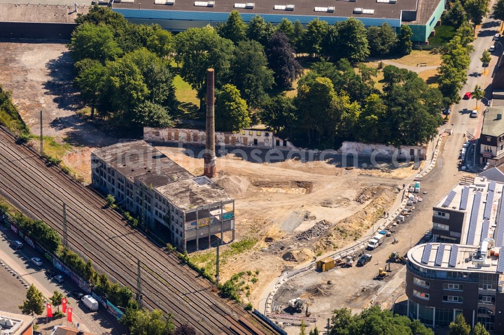 Aerial image Ahlen - New construction of the road at the roundabout - road on Gebrueder-Kerkmann-Platz in Ahlen in the state North Rhine-Westphalia, Germany