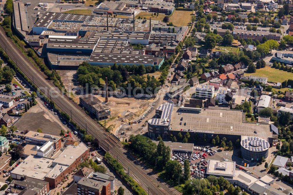 Aerial photograph Ahlen - New construction of the road at the roundabout - road on Gebrueder-Kerkmann-Platz in Ahlen in the state North Rhine-Westphalia, Germany